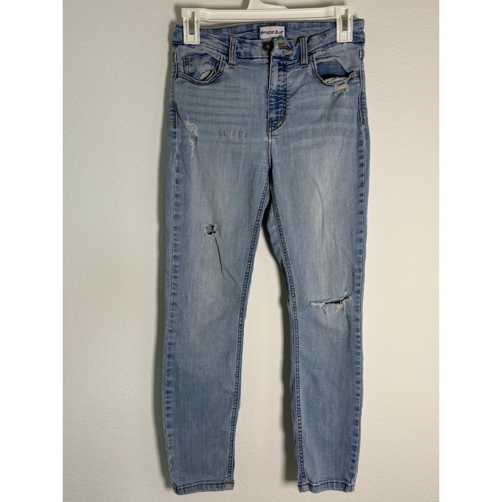 Studio Blue Distressed Skinny Jeans Light Wash Ripped Denim Petite 27P High Rise